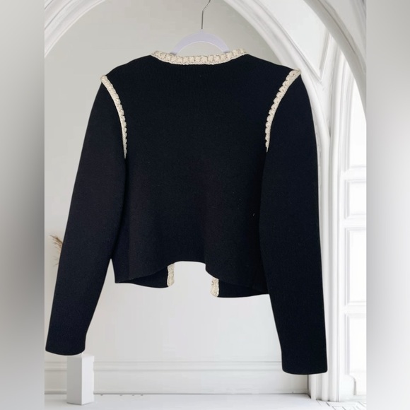 MAEVE Collarless Tipped Knit Jacket - Black Size Medium - Picture 5 of 7